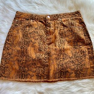 Denim&Co Yellow Snake Print Mini Skirt